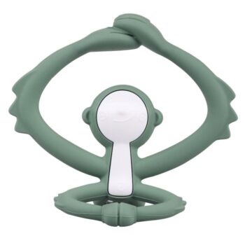 Zielony gryzak zabawka w kształcie małpki dla niemowlaka. Mombella Gryzak Zabawka Małpka Light Green