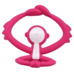 Różowy gryzak w kształcie małpki dla niemowlaka. Mombella Gryzak Zabawka Małpka Dark Pink