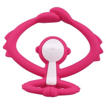 Różowy gryzak w kształcie małpki dla niemowlaka. Mombella Gryzak Zabawka Małpka Dark Pink