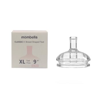 Smoczek do butelki antykolkowy przezroczysty dla dzieci powyżej 9 miesięcy o dużym przepływie mleka. Mombella Smoczek do Butelki Antykolkowej Classic XL