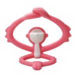 Różowy gryzak silikonowy w kształcie małpki dla niemowlaka. Mombella Gryzak Zabawka Małpka Pink