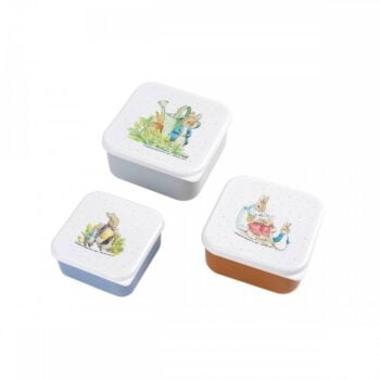 Zestaw trzech śniadaniówek z motywem królika Piotrusia różne rozmiary dla dziecka. Petit Jour Paris Lunch Box 3 szt/kpl Królik PIotruś