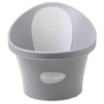 Szara wanienka dla niemowlaka z odpływem z tworzywa sztucznego. Shnuggle Wanienka dla Niemowlaka z Odpływem Baby Pebble Grey