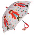 Parasol dziecięcy z motywem czerwonego kapturka kolorowe kwiaty i postać dziewczynki w czerwonym płaszczyku. Rex London Parasol dla dziecka Czerwony Kapturek