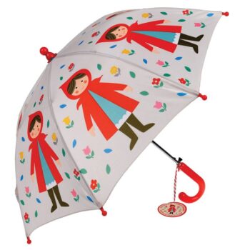 Parasol dziecięcy z motywem czerwonego kapturka kolorowe kwiaty i postać dziewczynki w czerwonym płaszczyku. Rex London Parasol dla dziecka Czerwony Kapturek
