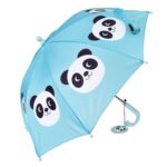Niebieska parasolka przeciwdeszczowa dla dziecka z nadrukiem pandy i uchwytem w kształcie pandy. Rex London Parasol dla dziecka Panda Miko