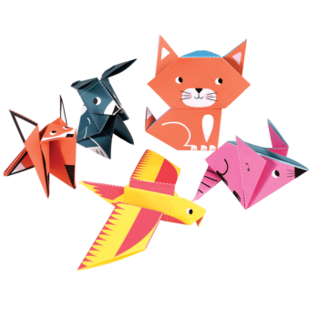 Kolorowy papier dwustronny do origami z wzorami zwierząt do składania modeli dla dzieci. Rex London Papier dwustronny origami do tworzenia zwierząt