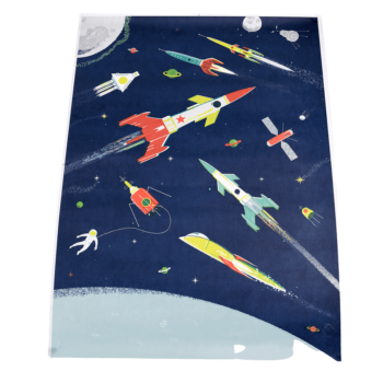 Plakat świecący w ciemności z motywem kosmosu rakiety planety astronauta dla dzieci. Rex London Plakat świecący w ciemności Kosmos