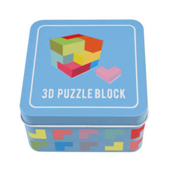 Drewniane puzzle 3D kolorowe w metalowym pudełku dla dzieci. Rex London Puzzle drewniane 3D