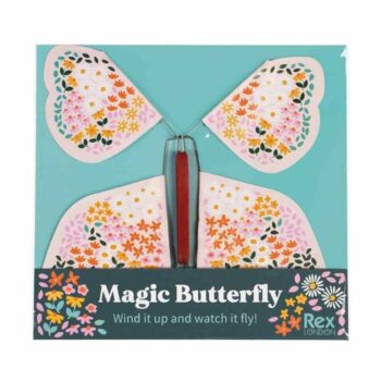 Zabawka motyl różowy z kwiatowym wzorem do nakręcania dla dziecka. Rex London Zabawka Magiczny Motyl różowy