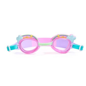 Różowe okulary do pływania dla dzieci z motywem chmurki i tęczy z regulowanym paskiem. Aqua2ude Okulary do pływania dla dzieci Różowa chmurka
