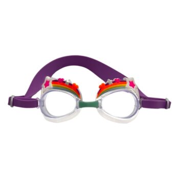 Dziecięce okulary pływackie z tęczą i gwiazdkami fioletowy pasek silikonowy dla dzieci 3 plus. Aqua2ude Okulary do pływania dla dzieci Tęcza z gwiazdkami 3+