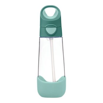 Butelka na wodę tritanowa z zielonym zamknięciem i słomką 600 ml dla dziecka. b.box Butelka na wodę tritanowa ze słomką 600ml Emerald Forest
