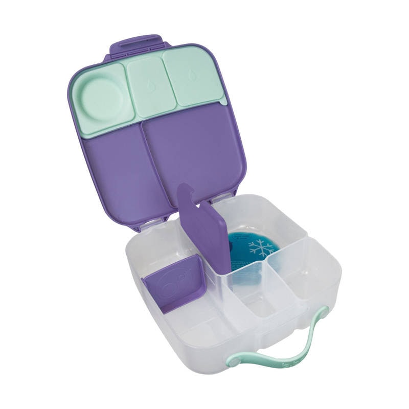Otwarta śniadaniówka z przegródkami fioletowo miętowa dla dziecka. b.box Lunchbox Lilac Pop