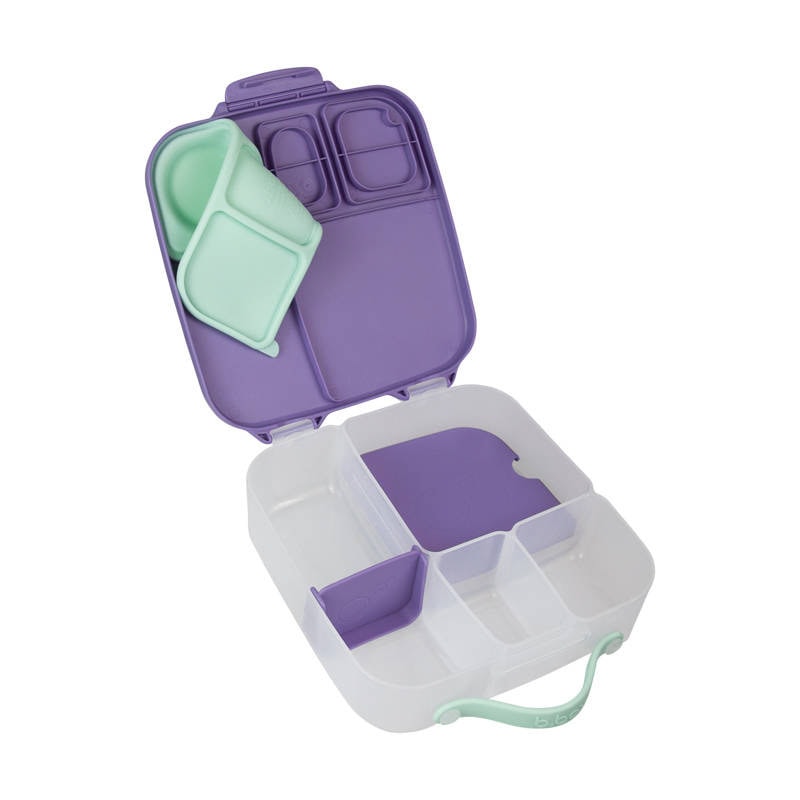 Fioletowa śniadaniówka z przegródkami i wyjmowanymi pojemnikami dla dziecka. b.box Lunchbox Lilac Pop