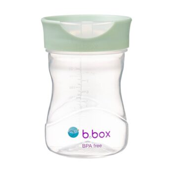 Kubek treningowy niekapek 240 ml przezroczysty z szałwiową zakrętką dla dziecka. b.box Kubek treningowy 240 ml szałwiowy