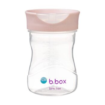Przezroczysty kubek niekapek z różową pokrywką 240 ml dla dziecka. b.box Kubek treningowy 240 ml różowy