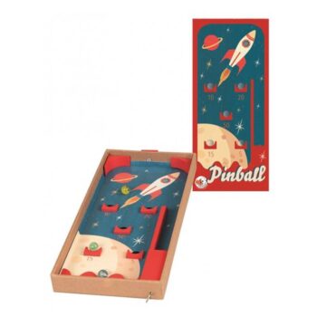 Drewniana gra zręcznościowa mini pinball z motywem kosmicznym dla dzieci. Egmont Toys Gra manualna mini Pinball