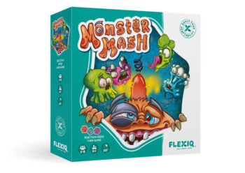 Gra karciana Monster Mash z kolorowymi potworami na pudełku dla dzieci. FLEXIQ Monster Mash gra karciana