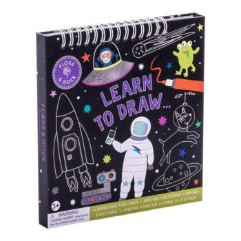 Zestaw do nauki rysowania dla dzieci z motywem kosmosu z notesem spiralnym i kolorowymi ilustracjami astronauty, rakiety i kosmitów. Floss&Rock Kosmos Zestaw do Nauki Rysowania dla Dzieci