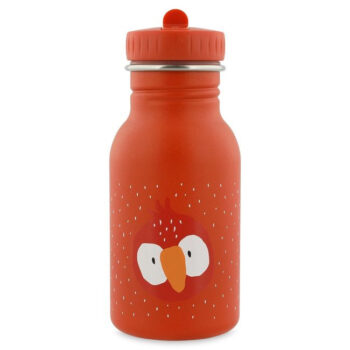 Czerwony bidon termiczny dla dziecka z nadrukiem papugi o pojemności 350 ml. Trixie Baby Papuga Bidon Butelka 350 ml