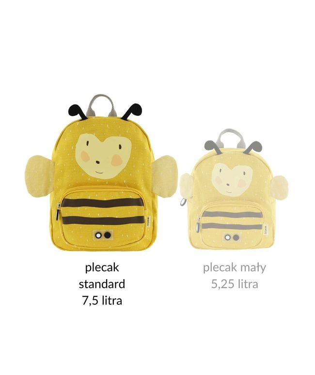 Żółty plecak dziecięcy w kształcie pszczółki z czarnymi paskami i uszami dla dziecka. Trixie Baby Pszczółka Plecak