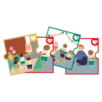 Zestaw kart z ilustracjami dzieci i dorosłych wyrażających różne emocje do zabawy z lalkami. Rubens Barn Akcesoria dla lalek Baby zestaw Karty Emocje