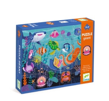Puzzle tradycyjne 32 elementy z motywem podwodnego świata z rybami i morskimi zwierzętami dla dzieci. Djeco Puzzle gigant PODWODNY ŚWIAT 32 elem
