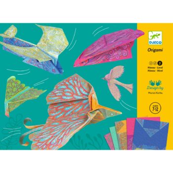 Zestaw papierów do origami z wzorami skrzydeł ptaków i samolotów dla dzieci 7-12 lat. Djeco Origami SKRZYDŁA