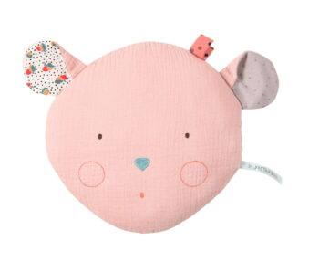 Różowa poduszka w kształcie myszy z uszami dla dziecka. Moulin Roty Poduszka różowa myszka 22 x 24cm