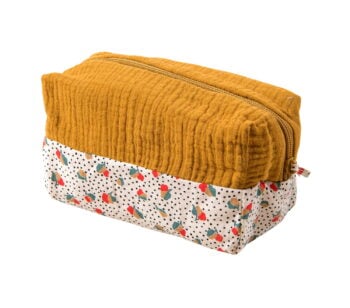 Kosmetyczka miodowa z tkaniny z wzorem owoców dla mamy. Moulin Roty Miodowa kosmetyczka L20xl10xH11