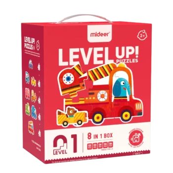 Zestaw dziecięcych puzzli progresywnych pojazdy kolorowe dla dzieci powyżej 2 lat. mideer LEVEL UP! Zestaw dziecięcych puzzli dla początkujących Pojazdy