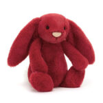 Pluszowy króliczek w kolorze żurawinowym siedzący dla dziecka. Jellycat Króliczek LUX Żurawinowy 31 cm