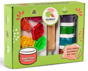Zestaw kreatywny masa plastyczna w kolorach zielonym niebieskim białym z akcesoriami do modelowania dla dziecka. ChildGen Zestaw kreatywny KOSMOS 100% naturalna ciastolina i akcesoria