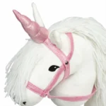 Różowy róg i kantar jednorożca do hobby horse z białą grzywą dla dziecka. byAstrup Róg i kantar jednorożca do Hobby Horse różowy (Akcesorium)