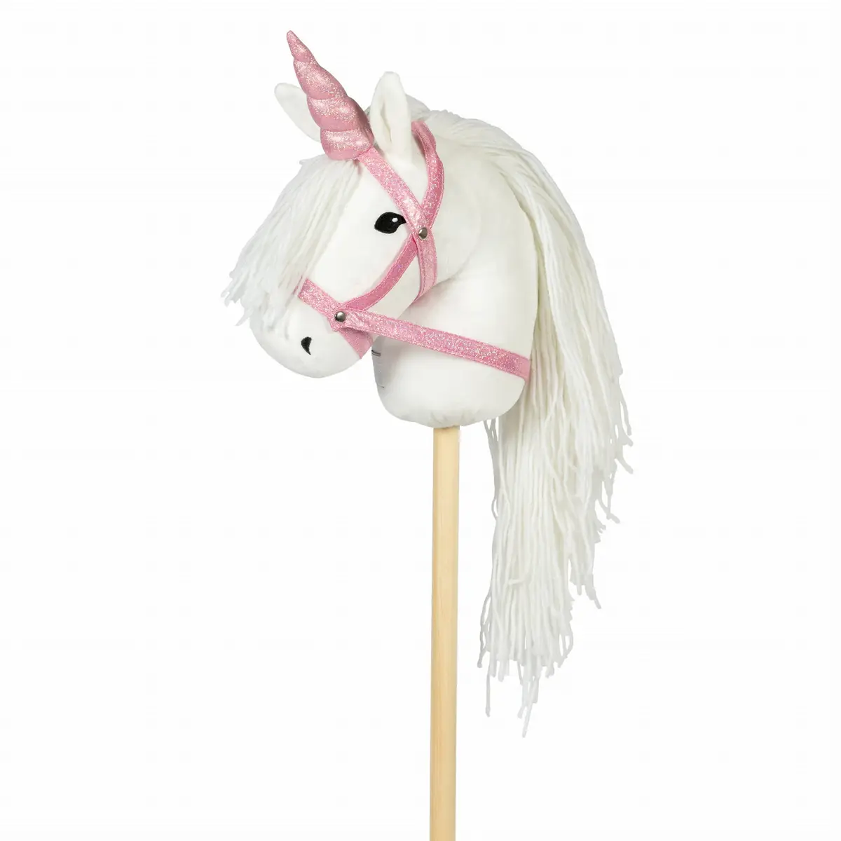 Różowy róg i kantar jednorożca do hobby horse z białą grzywą dla dziecka. byAstrup Róg i kantar jednorożca do Hobby Horse różowy (Akcesorium)
