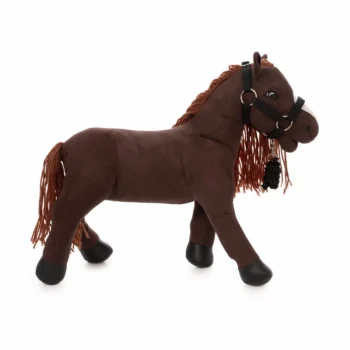 Brązowy pluszowy konik zabawka z czarnym uzdą dla dziecka. byAstrup Konik Minis zabawka- Pixie 30cm Brązowy