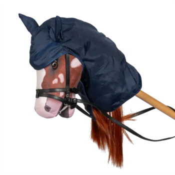 Granatowy płaszcz przeciwdeszczowy na głowę konia do zabawy hobby horse. byAstrup Płaszcz przeciwdeszczowy dla Hobby Horse