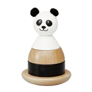 Drewniana układanka wieża panda z czarno białymi elementami dla dziecka. byAstrup Wieża układanka Panda