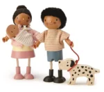 Drewniane lalki kobieta z dzieckiem i chłopiec z psem do domku. Tender Leaf Toys Laleczka Pani Forrester z dzieckiem