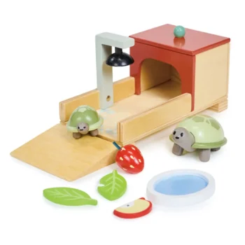 Drewniane figurki żółwi z akcesoriami do zabawy dla dzieci. Tender Leaf Toys Drewniane figurki do zabawy żółwie