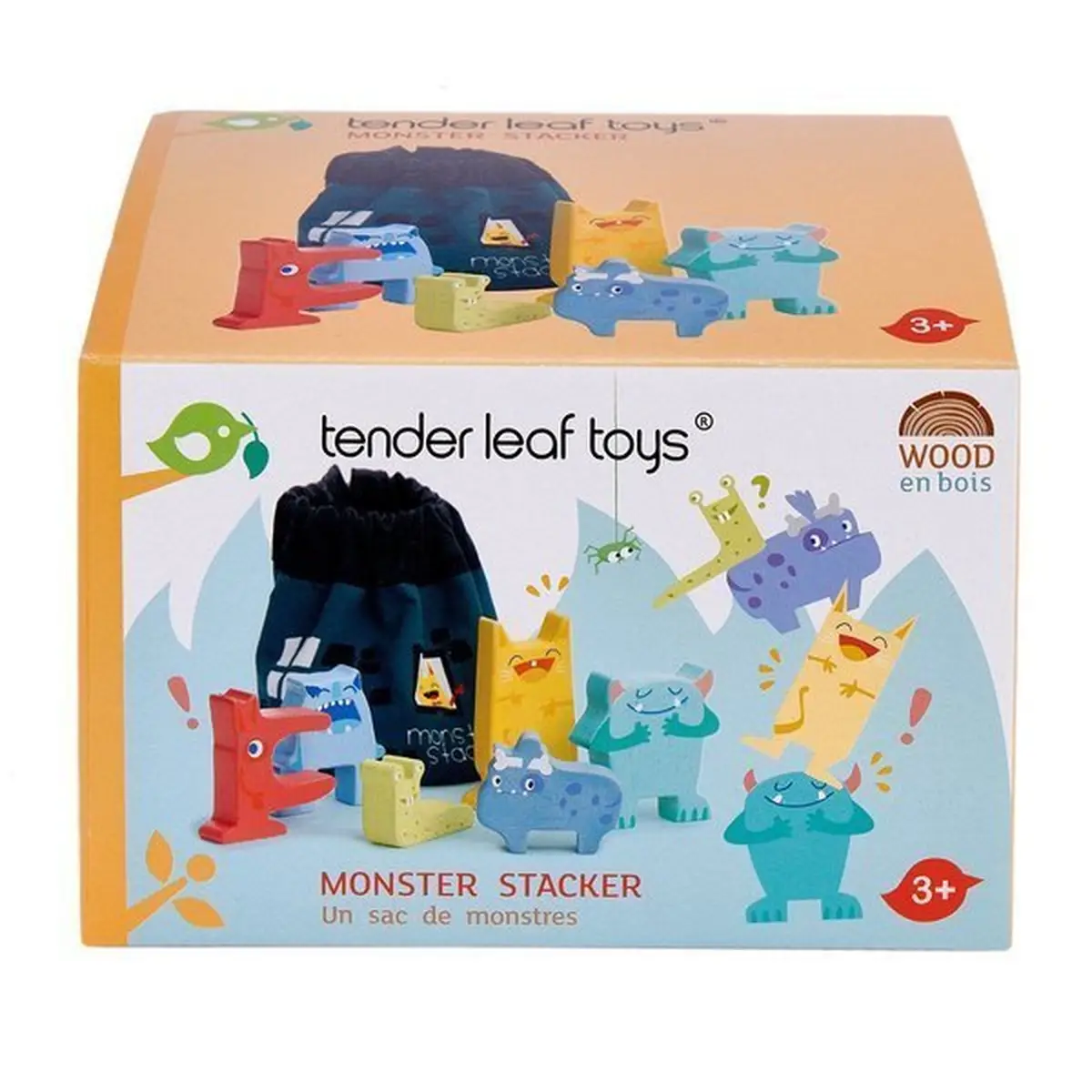 Drewniana gra zręcznościowa wesołe potwory kolorowe figurki potworków dla dzieci powyżej 3 lat. Tender Leaf Toys Drewniana gra zręcznościowa Wesołe Potwory