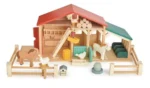 Drewniana farma z figurkami zwierząt konik kaczka krowa kogut dla dzieci. Tender Leaf Toys Drewniane figurki do zabawy farma z zwierzątkami