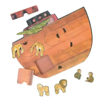 Drewniane puzzle wielowarstwowe arka noego z figurkami zwierząt i postaci dla dzieci. Egmont Toys Puzzle wielowarstwowe Arka Noego