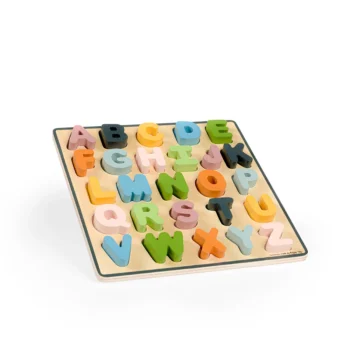 Drewniana układanka puzzle z kolorowymi literami alfabetu dla dzieci. Bigjigs Toys Drewniany alfabet Puzzle ABC