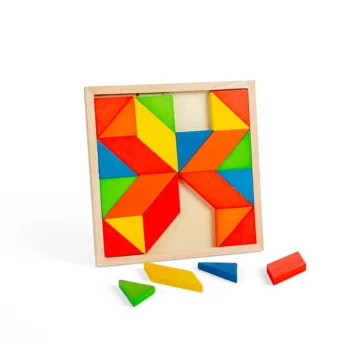 Drewniana układanka geometryczna kolorowe elementy w ramce dla dzieci. Bigjigs Toys Drewniana układanka geometryczna