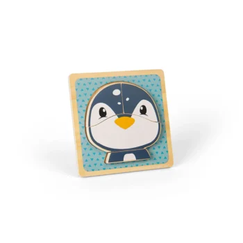 Drewniane puzzle z obrazkiem pingwinka dla dziecka. Bigjigs Toys Drewniane puzzle Pingwinek