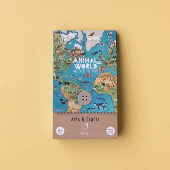 Kreatywne naklejki zwierzęta świata z mapą i ilustracjami zwierząt dla dzieci powyżej 4 lat. Londji Arts&Crafts Kreatywne naklejki Zwierzęta Świata
