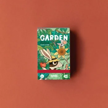 Puzzle kieszonkowe z ilustracją królika i myszy w ogrodzie dla dzieci. Londji Puzzle kieszonkowe z grą obserwacyjną Ogrody
