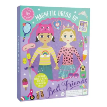 Puzzle magnetyczne z lalkami do przebierania dla dzieci z różnymi ubraniami i akcesoriami w kolorowym opakowaniu. Floss&Rock Przyjaźń Lalki Magnetyczna Przebieranka